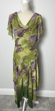 Signature Robbie Bee Chiffon Asymmetric Beaded Midi Dress Floral Fairy New 10