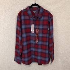 Eddie Bauer Bristol Flannel Shirt Men  s XL Red Blue Plaid Long Sleeve NEW