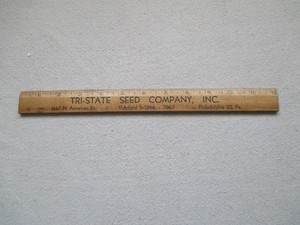 Vintage Wood Advertising Wooden Ruler TRI-STATE SEED CO 12" PHILA PA.