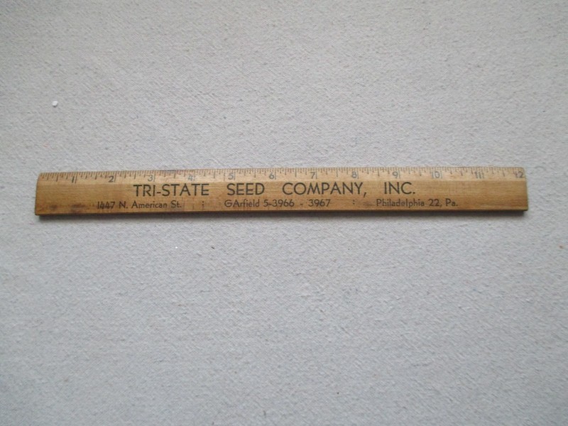 Vintage Wood Advertising Wooden Ruler TRI-STATE SEED CO 12" PHILA PA.