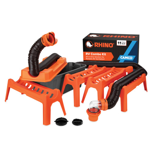 Camco Rhino 20ft RV Sewer Hose Kit 12-Piece w/ Storage Box 43075