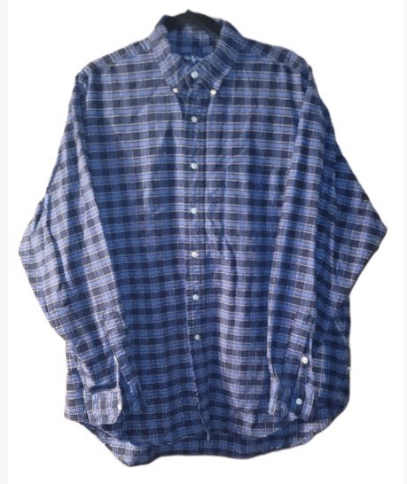 Ralph Lauren Vintage Polo Flannel 100% Cotton Button-down Mens Size L Big Shirt