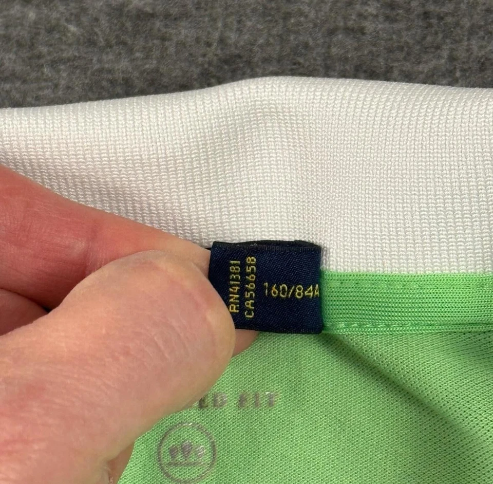 Polo Golf Ralph Lauren Polo Mujer Pequeño Verde Blanco Ajuste A Medida Elastizado Foto 3 de 4