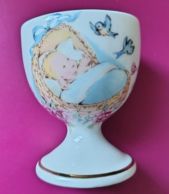 Rare Vintage Pollyanna Fine Bone China Taufe Eierbecher Sockel Sockel 