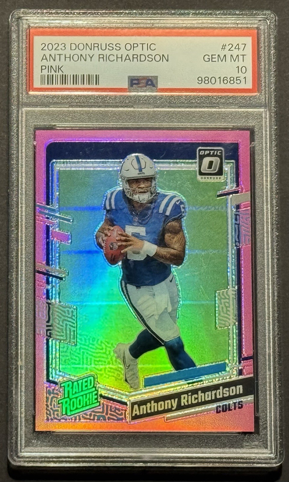 2023 Panini Donruss Optic Rated Rookie Anthony Richardson #247 Pink Prizm (RC)