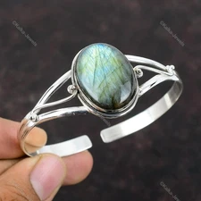 Labradorite Bangle 925 Sterling Silver Gemstone Handmade Beautiful Cuff Bracelet