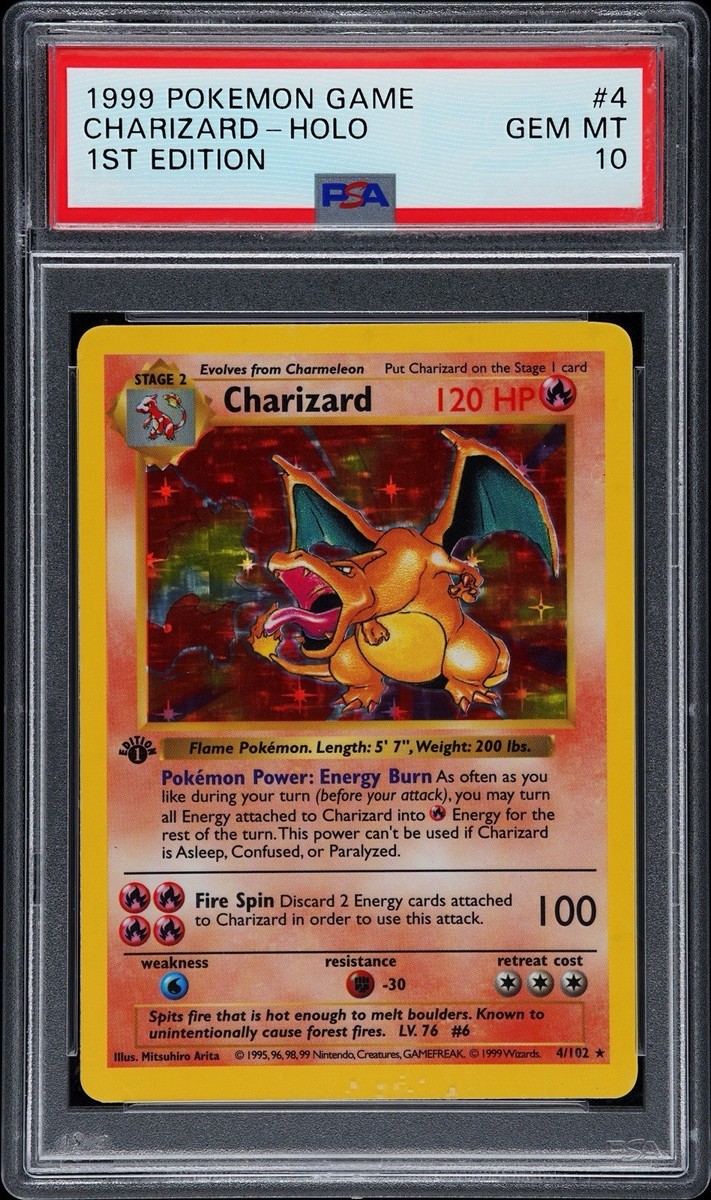 1999 Pokemon Base Set 1st Edition Shadowless Holo Charizard #4 GEM