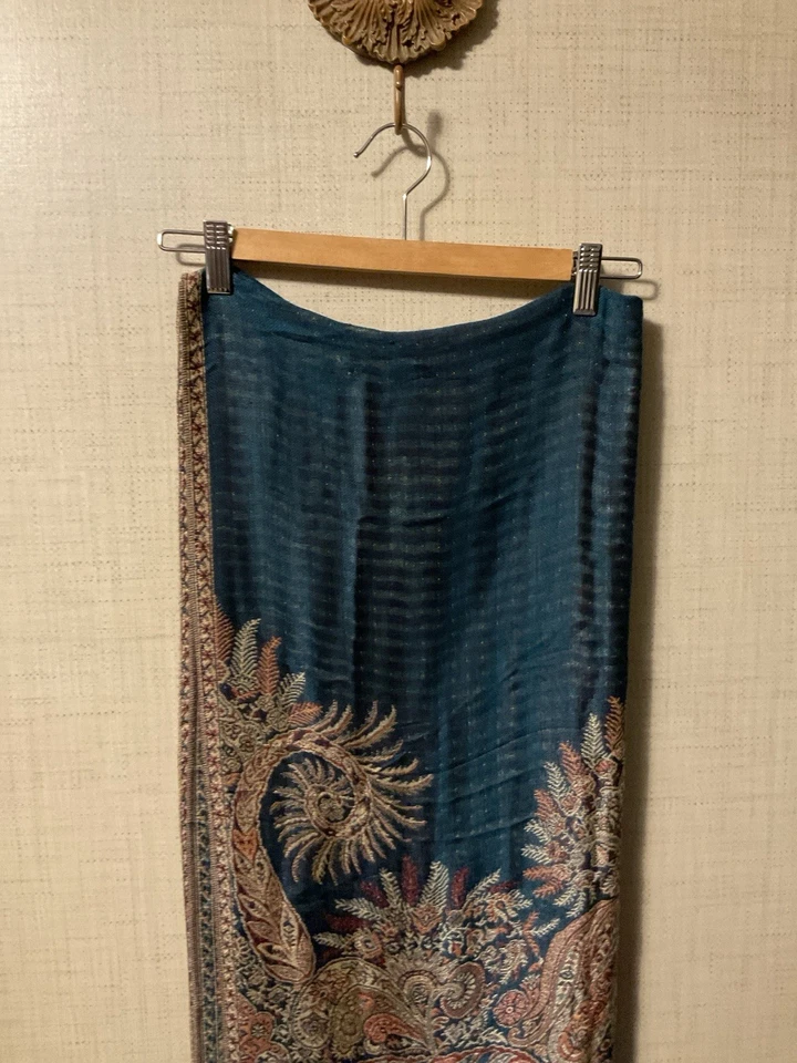 Mantón/envoltura tejido a mano con flecos sin marca talla única se adapta a la mayoría beige aguamarina Foto 2 de 4