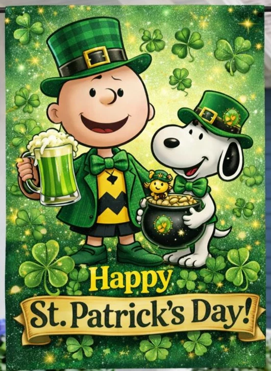 St Patrick's Patty Day double sided Garden flag Charliee Brown