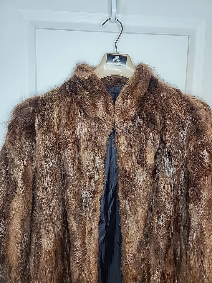 Faux Fur Coat M/L Vintage 80s Brown Mink Thigh Length Winter Jacket Coat Heavy - Image 2 of 4