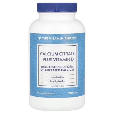2 X The Vitamin Shoppe, Calcium Citrate Plus Vitamin D, 240 Tablets-Worldwide