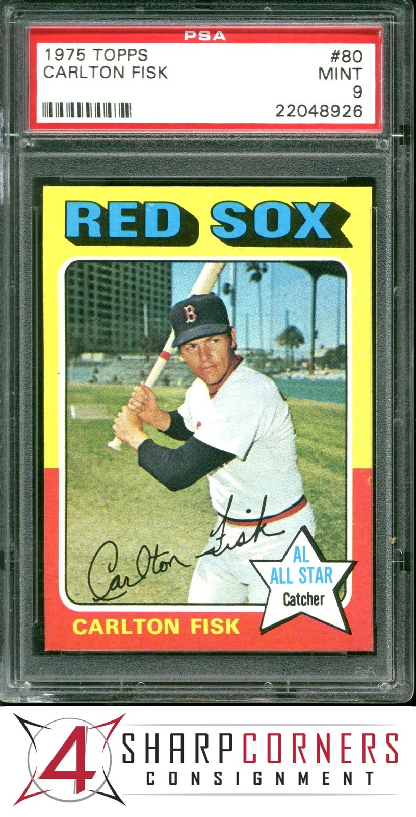 1975 TOPPS #80 CARLTON FISK RED SOX HOF PSA 9