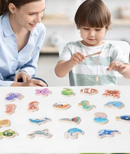 Montessori Wooden Fishing Toy, Magnetic Marine Life Game, Educational Fun