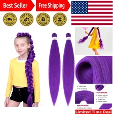 Comfortable and Lightweight 30 Inch Purple Braiding Hair - 2 Pack for Easy Use
