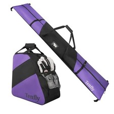 Ski Bag and Boot Bag Combo, Snow Ski Bags for Air Travel, Water- Black Purple