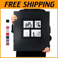 Large Capacity 4x6 Photo Album Black Leather Cover