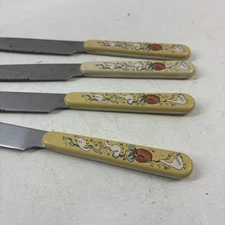 SET 4 STEAK KNIVES! Vintage INTERNATIONAL stainless: MARMALADE pattern: Japan