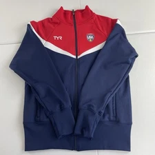 TYR USA Water Polo Freestyle Jacket ODP Full Zip Red White Blue Womens Size L
