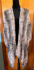 Max Studio Womens Gray Snakeskin Print Open Front Kimono Cover Up One Size
