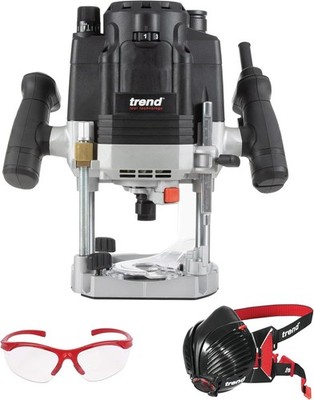 T8 ROUTER WERKSTATT SICHERHEITSSET 2200W 1/2'' VARIABLE GESCHWINDIGKEIT TAUCHEN + MASKE BRILLE
