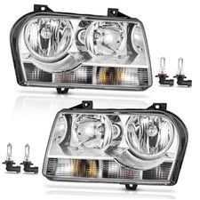Headlights for OE Replacement Clear Lens I Chrome Housing I Amber Reflector