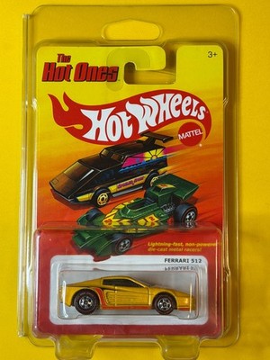 2011 Hot Wheels FERRARI 512 Hot Ones YELLOW with Diamond Protector   CHASE  