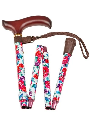 Faltstock Blumenmuster Gehstock faltbar höhenverstellbar 75-85 cm 100 kg - Bild 1 von 4