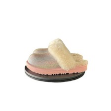 UGG Kids Cozy II Glitter Rainbow Metallic Fur Slippers - Size 1 Big Kid