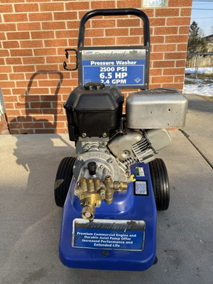 #ad Campbell Hausfeld Farmhand 2500 PSI 6.5 HP Gas Pressure Washer Axial Pump Wheels $120.00