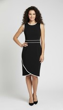 Calvin Klein Women's Black Sheath Dress With White Piping Sleeveless Size 10