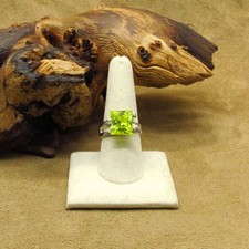 Sterling Silver Square Faceted Green Stone Ring Size 9.25