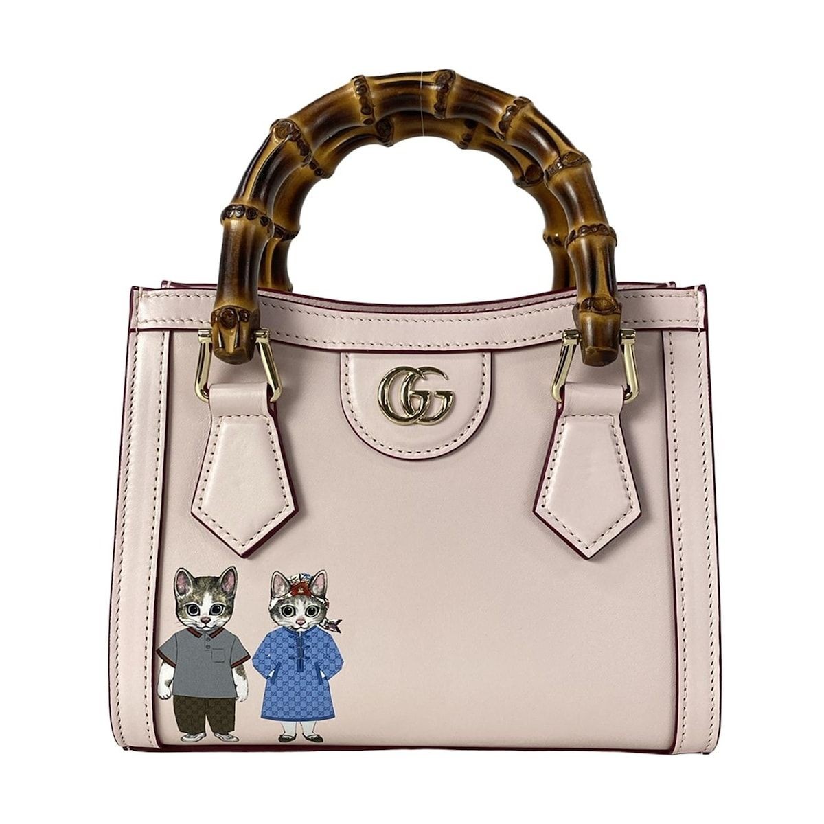 Auth GUCCI Diana Yuko Higuchi Pink Small Shoulder Bag GG Bamboo