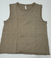 Wishlist sweater womens size large tan sleeveless acrylic blend (T1702Aa)