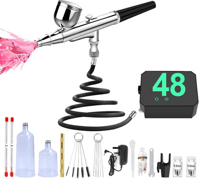 Professional Nail Art Airbrush Kit with Compressor - 3 Adjustable PSI (25/35/48)