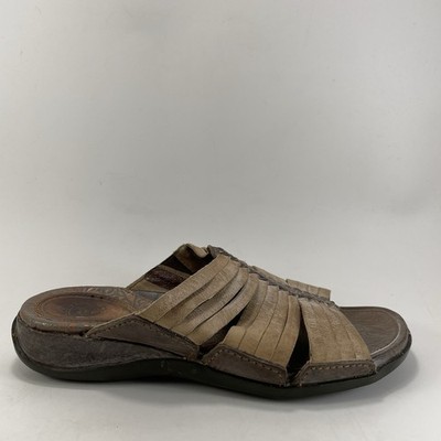Ariat Haven Leather Slides Sandals Tan Brown Western Tooled Strappy Womens 7.5