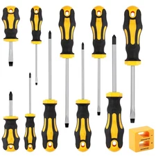 11-Pieces Magnetic Screwdriver Set 5 Phillips 5 Flat Head Tips Magnetizer Tool
