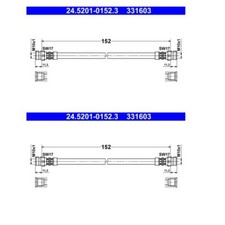 2x ATE 24.5201-0152.3 Bremsschlauch Hinten für Seat Mii Skoda Citigo VW Load UP