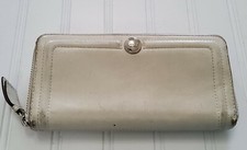 Coach Leather Zip Around Accordion Wallet White