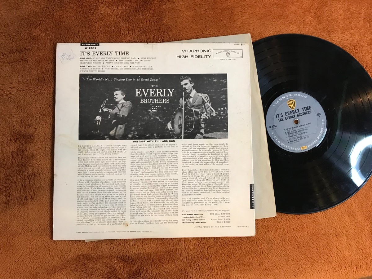 The Everly Brothers It's Everly Time! 1960 Mono Warner Bros W 1381