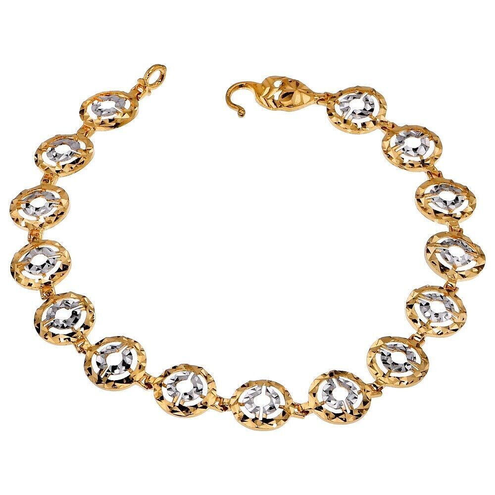 22K Gold Women’s Multi-Tone Chain Bracelet Unique Jewelry Anniversary Gift