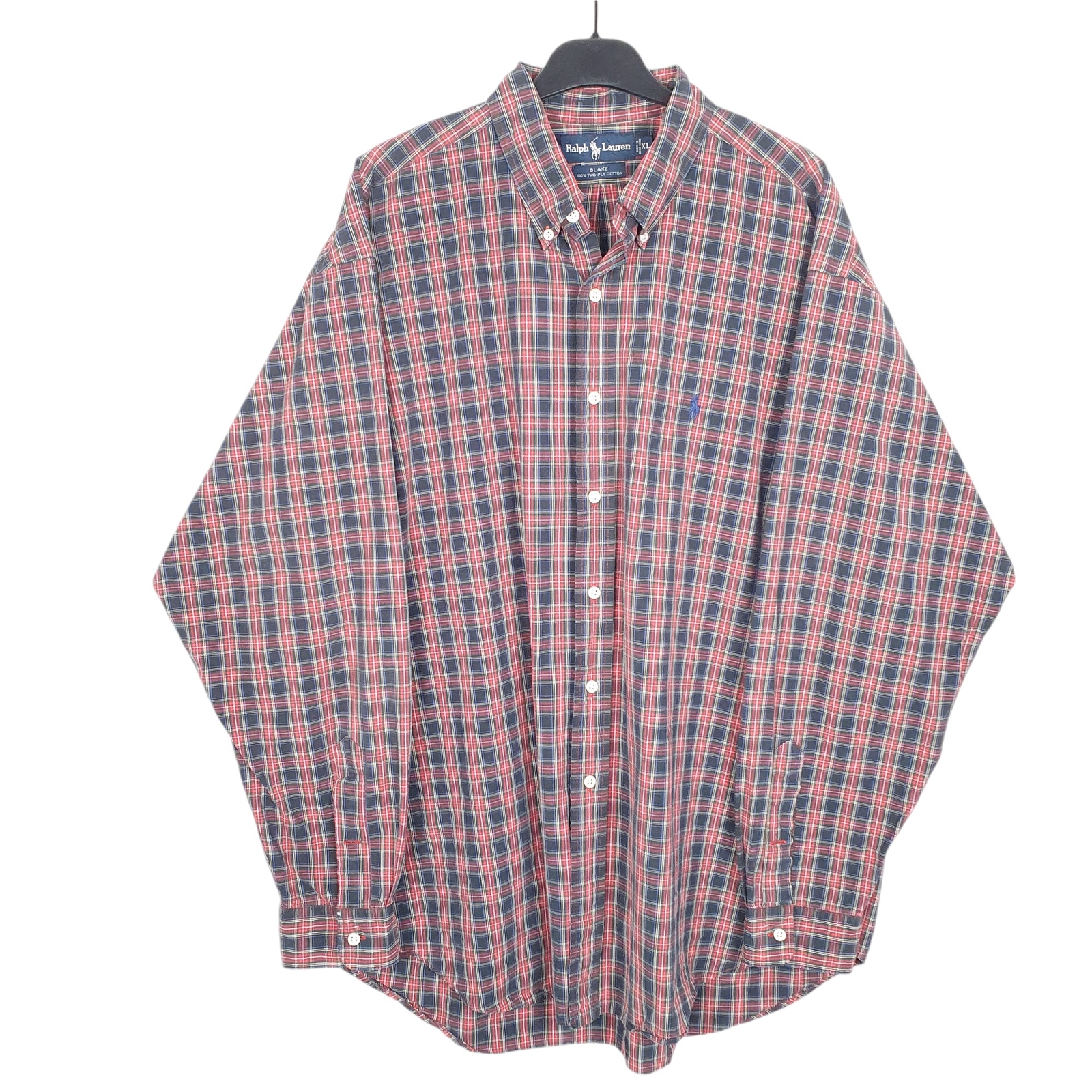 RALPH LAUREN Navy Check Shirt Blake Fit Tartan Long Sleeve Casual Cotton XXL