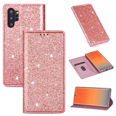 Glitzer Klapp Tasche Hülle Für Samsung Galaxy Note 8 9 10 10+ 10 Lite 20 Ultra