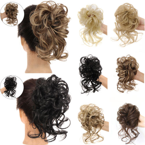 Natural Lady Curly Messy Bun Hair Piece Bobble Scrunchie Fake Hair Extensions - Picture 1 of 18