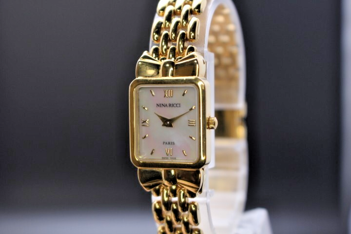 New Batt [EXC+5] Nina Ricci S950 Roman Qz Shell Dial Square 18mm