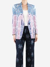 Etro Blue And Purple Paisley Printed Blazer - Size Uk 14