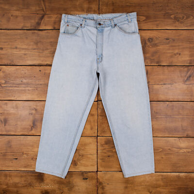 Vintage Levis 550 Jeans 36 x 28 USA Made 90s Light Wash Tapered Blue Denim