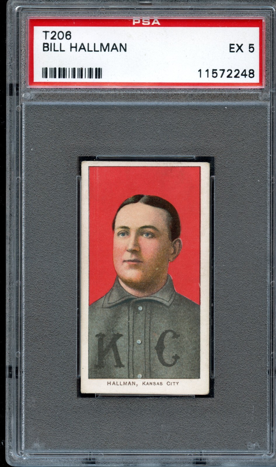 BB - 1909 - T206 - Sweet Caporal - Bill Hallman - PSA 5 - EX