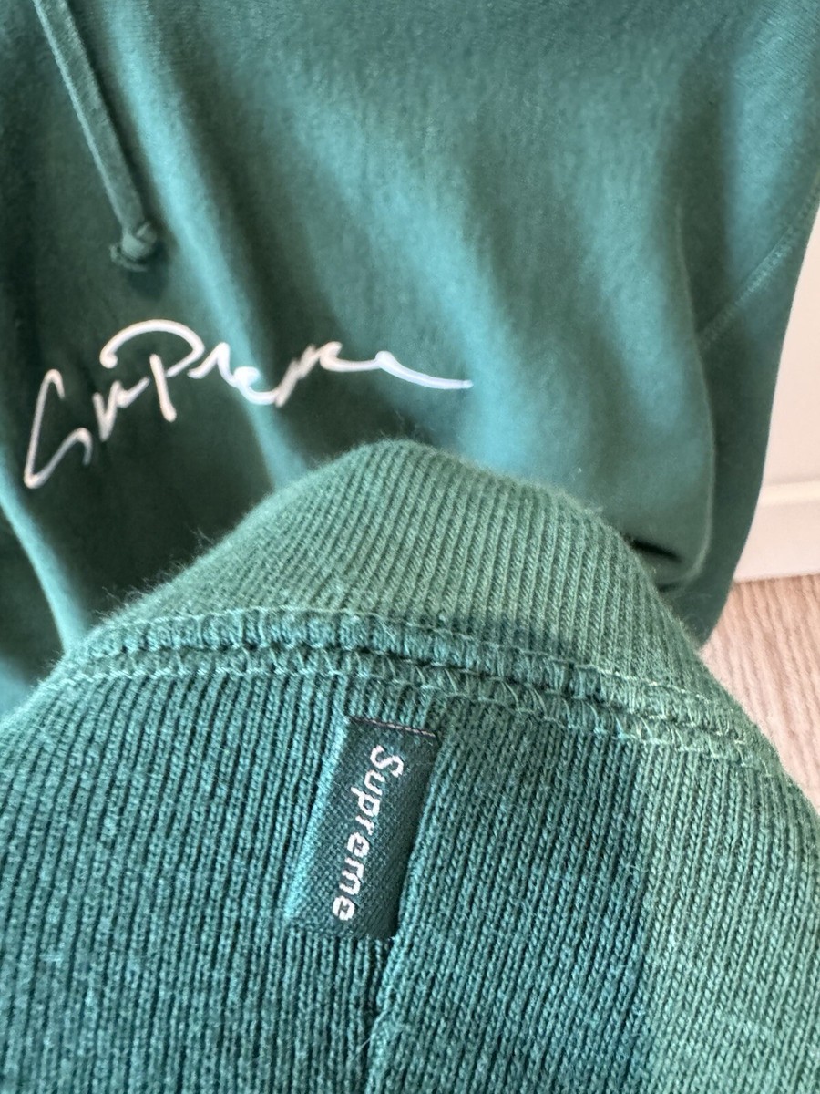 Supreme Classic Script Hooded Sweatshirt Size L Hoodie Green FW18