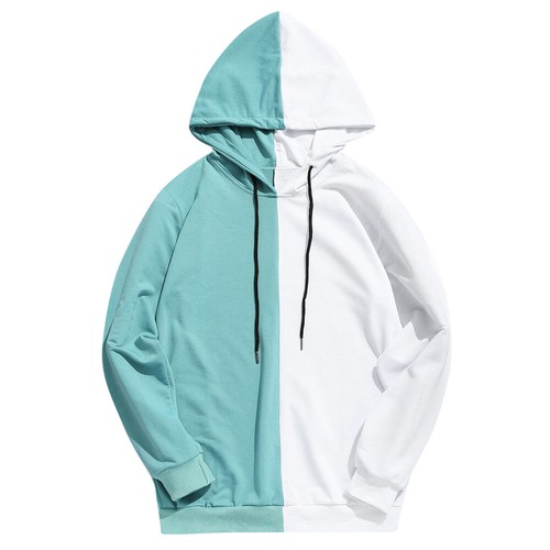 Herren Lässig Patchwork Pullover Hoodie Oberbekleidung Bluse Sweatshirt Tops Pulli US - Bild 3 von 14