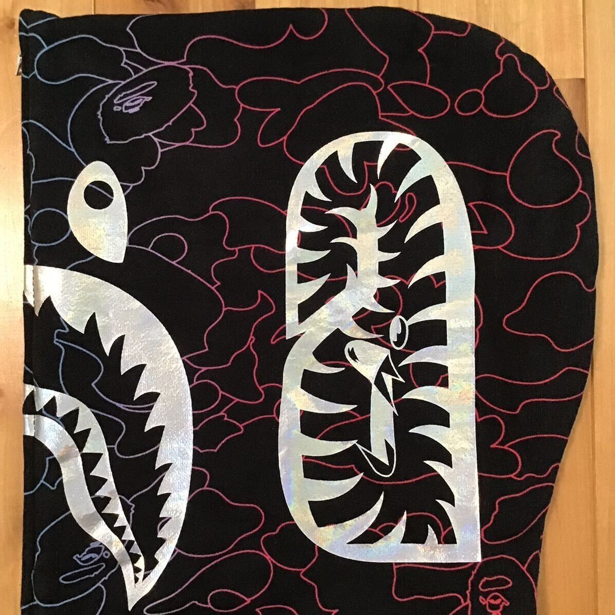 BAPE Pencil neon camo shark full zip hoodie Black A Bathing Ape
